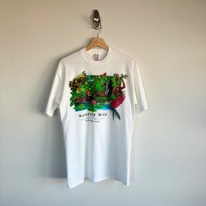 Naturally Wild Wild Life Jerzees Tag White Tee Size Medium